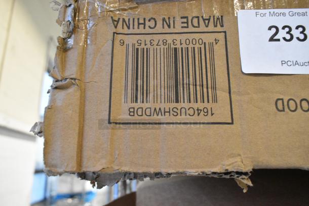 2 BRAND NEW SCRATCH AND DENT! Boxes of 4 Lancaster Table & Seating 164CUSHWDDB 2 1/2" Dark Brown Vinyl Seat for Wood Frame Chairs and Bar Stools. 2 Times Your Bid! - Image 2 of 3