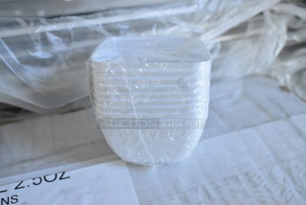 ALL ONE MONEY! Tier Lot of Various Items Including Poly Carafes, Poly Food Baskets, Metal Baking Pan, 267350002 Acopa Saxton 6 5/16" 18/0 Stainless Steel Heavy Weight Bouillon Spoon - 12/Case, 347STB3WH Visions White Square Plastic Mini Bowl 2.5 oz. - 200/Case, 233406701222 Bunn 40670.1222 Replacement 17 Hole Sprayhead for Coffee Brewers, BM407FULL12GO Baker's Lane Full Size NSF 12 Gauge 18" x 26" Open Bead / Semi-Curled Rim Aluminum Bun / Sheet Pan - Image 9 of 16