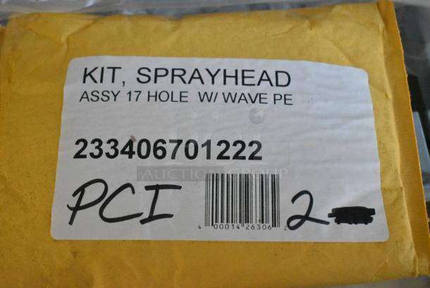 ALL ONE MONEY! Tier Lot of Various Items Including Poly Carafes, Poly Food Baskets, Metal Baking Pan, 267350002 Acopa Saxton 6 5/16" 18/0 Stainless Steel Heavy Weight Bouillon Spoon - 12/Case, 347STB3WH Visions White Square Plastic Mini Bowl 2.5 oz. - 200/Case, 233406701222 Bunn 40670.1222 Replacement 17 Hole Sprayhead for Coffee Brewers, BM407FULL12GO Baker's Lane Full Size NSF 12 Gauge 18" x 26" Open Bead / Semi-Curled Rim Aluminum Bun / Sheet Pan - Image 14 of 16