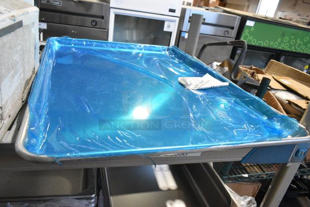 ALL ONE MONEY! Tier Lot of Various Items Including Poly Carafes, Poly Food Baskets, Metal Baking Pan, 267350002 Acopa Saxton 6 5/16" 18/0 Stainless Steel Heavy Weight Bouillon Spoon - 12/Case, 347STB3WH Visions White Square Plastic Mini Bowl 2.5 oz. - 200/Case, 233406701222 Bunn 40670.1222 Replacement 17 Hole Sprayhead for Coffee Brewers, BM407FULL12GO Baker's Lane Full Size NSF 12 Gauge 18" x 26" Open Bead / Semi-Curled Rim Aluminum Bun / Sheet Pan - Image 15 of 16