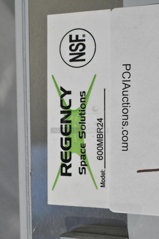 BRAND NEW SCRATCH AND DENT! 600MBR24 Regency 24" Stainless Steel Mop / Broom Rack with 3 Holders - Image 4 of 4