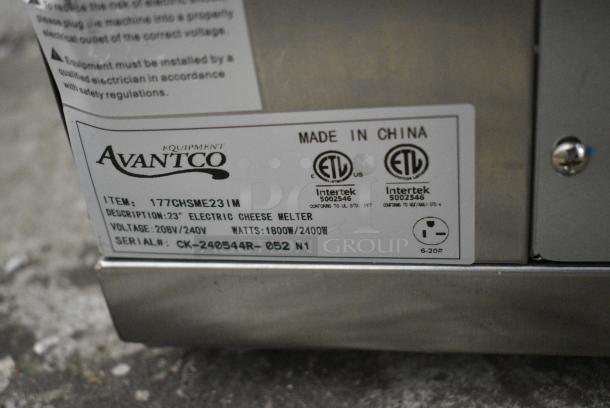 BRAND NEW SCRATCH AND DENT! 2024 Avantco Stainless Steel Commercial 23" Electric Countertop Cheese Melter. 208/240 Volts, 1 Phase. - Image 6 of 7