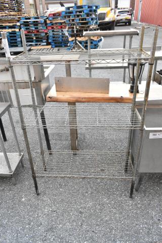 Chrome Finish 3 Tier Wire Shelving Unit. BUYER MUST DISMANTLE. PCI CANNOT DISMANTLE FOR SHIPPING. PLEASE CONSIDER FREIGHT CHARGES.