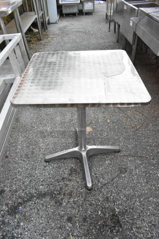 2 Silver Patterned Tables w/ Metal Table Base. 2 Times Your Bid!