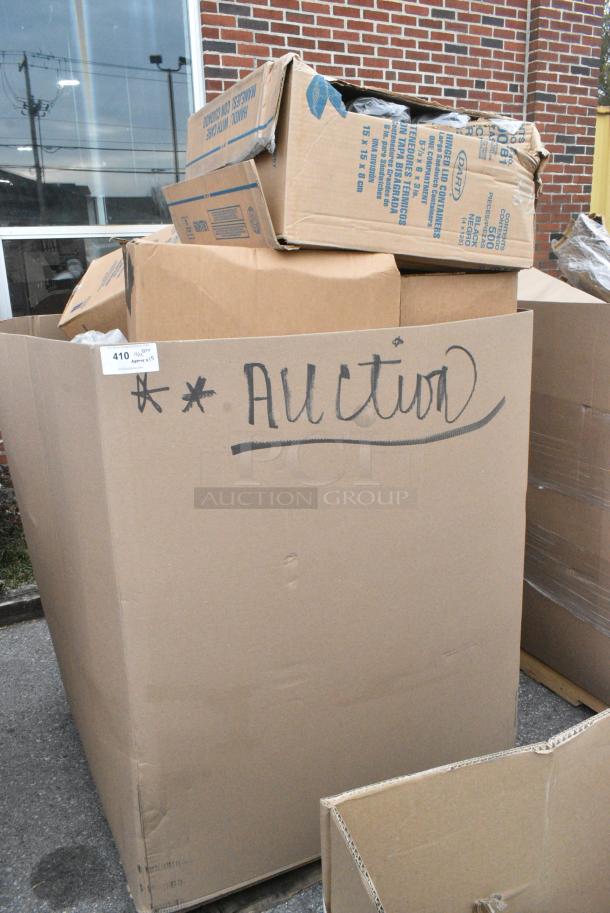 15 BRAND NEW! Boxes Including CTR24BD Dart SafeSeal 24 oz. Plastic Tamper-Resistant, Tamper-Evident Bowl with Dome Lid - 150/Case, 60HTB1 Dart Foam Hinged Lid Containers 3"H x 5.9"D x 6"W. 15 Times Your Bid! - Image 1 of 7