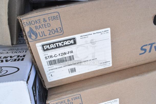 20 BRAND NEW! Boxes Including 130HSBK1M Visions Black Heavy Weight Plastic Teaspoon - Case of 1000, 433XHWBR12BAGC Choice Heavy Duty 12 lb. Extra Heavy-Duty Natural Kraft Bag - 400/Case, STR-C-12W-FR American Louver Company Stratus White Fire Rated Cone Diffuser with 12" Neck, 127CH08 Choice 8 oz. Clear RPET Hinged Deli Container - 200/Case. 20 Times Your Bid! - Image 5 of 9