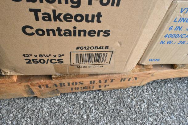 32 BRAND NEW! Boxes Including 127P100C Choice 1 oz. Clear Plastic Souffle Cup / Portion Cup - 2500/Case, 346WSNSM Choice Medium Weight White Wrapped Polypropylene Plastic Spork, Straw, and Napkin Kit - 1000/Case, 127RD16BULK Choice 16 oz. Customizable Microwavable Translucent Round Deli Container - 500/Case, 2 Box Southland Food Trays, 129MCS12B Choice 12 oz. Black 6" x 4 3/4" x 1 3/4" Rectangular Microwavable Heavy Weight Container with Lid - 150/Case, 612OB4LB Choice 4 lb. Oblong Foil Take-Out Container - 250/Case. 32 Times Your Bid! - Image 15 of 15