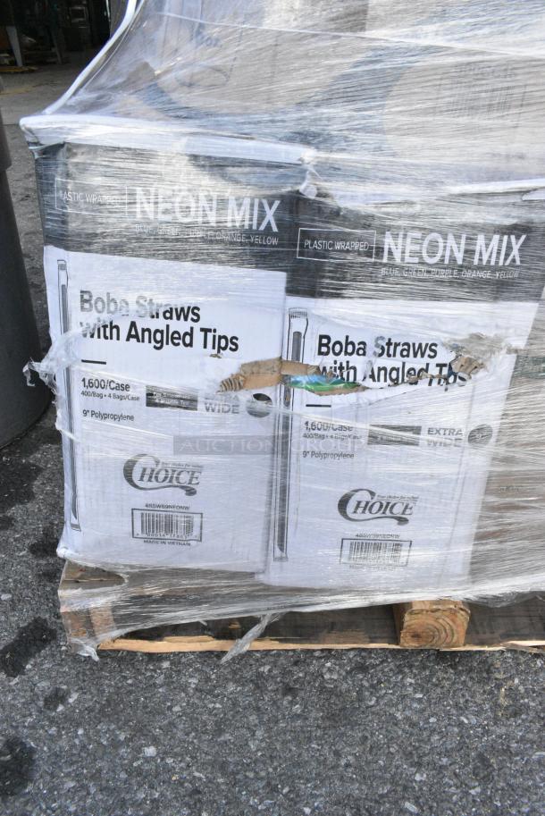 20 BRAND NEW! Boxes Including 2 Box 485WB9NEONW Choice 9" Neon Wide Pointed Straw, 433BR12BGC Choice 12 lb. Natural Kraft Paper Bag - 500/Case, 485WJ10BK Jumbo Straws, Tumbler Stackable 24 oz, 433CARRIER4 Choice Pulp Fiber 4 Cup Carrier, FCC20SS  Carafe. 20 Times Your Bid! - Image 2 of 13