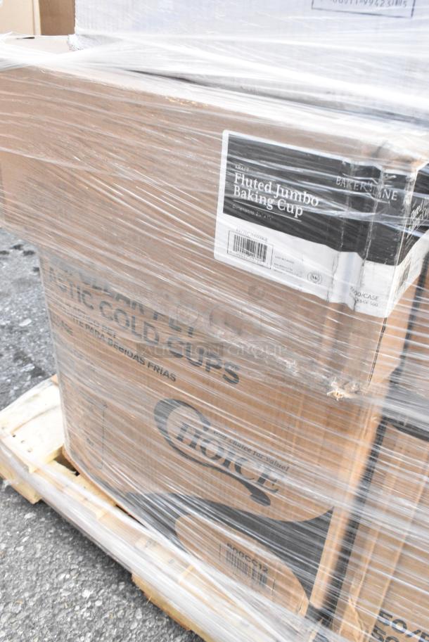 30 BRAND NEW! Boxes Including 129MCR24B Choice 24 oz. Black Round Microwavable Heavy Weight Container with Lid 7 1/4" - 150/Case, 128HD3COMBO Choice Heavy Duty 32 oz. Microwavable Translucent Plastic Deli Container and Lid Combo Pack - 240/Case, 500CC12 Choice Clear PET Customizable Plastic Cold Cup - 12 oz. - 1000/Case, 3 Box 394365S Noble Products Powder-Free Disposable Clear Vinyl Gloves for Foodservice - Small - 1000/Case, 760V32 Carnival King 32 oz. Popcorn Cup - 500/Case, 128HD8COMBO Choice Heavy Duty 8 oz. Microwavable Translucent Plastic Deli Container and Lid Combo Pack - 240/Case, 477BC214178KR Baker's Lane 2 1/4" x 1 7/8" Kraft Fluted Jumbo Baking Cup - 10000/Case, 347TCL5 Choice 5 oz. Clear Disposable Plastic Tumbler - 500/Case, 347TCL12 Choice 12 oz. Clear Disposable Plastic Tumbler - 500/Case. 30 Times Your Bid! - Image 11 of 18