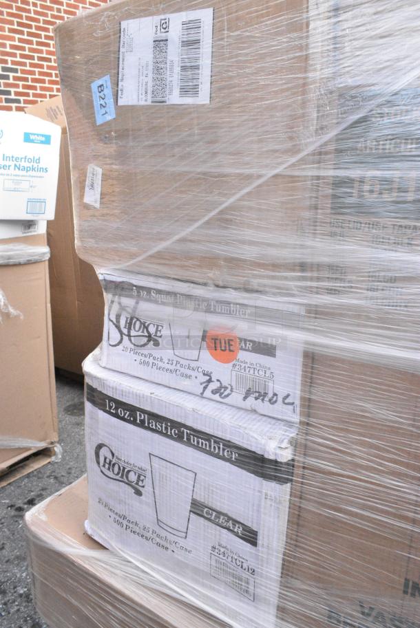 30 BRAND NEW! Boxes Including 129MCR24B Choice 24 oz. Black Round Microwavable Heavy Weight Container with Lid 7 1/4" - 150/Case, 128HD3COMBO Choice Heavy Duty 32 oz. Microwavable Translucent Plastic Deli Container and Lid Combo Pack - 240/Case, 500CC12 Choice Clear PET Customizable Plastic Cold Cup - 12 oz. - 1000/Case, 3 Box 394365S Noble Products Powder-Free Disposable Clear Vinyl Gloves for Foodservice - Small - 1000/Case, 760V32 Carnival King 32 oz. Popcorn Cup - 500/Case, 128HD8COMBO Choice Heavy Duty 8 oz. Microwavable Translucent Plastic Deli Container and Lid Combo Pack - 240/Case, 477BC214178KR Baker's Lane 2 1/4" x 1 7/8" Kraft Fluted Jumbo Baking Cup - 10000/Case, 347TCL5 Choice 5 oz. Clear Disposable Plastic Tumbler - 500/Case, 347TCL12 Choice 12 oz. Clear Disposable Plastic Tumbler - 500/Case. 30 Times Your Bid! - Image 12 of 18