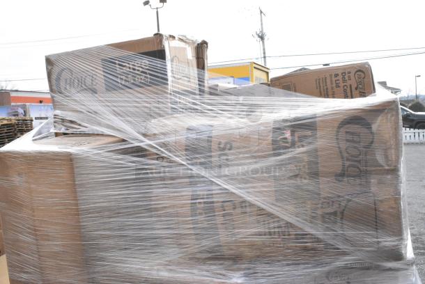 30 BRAND NEW! Boxes Including 129MCR24B Choice 24 oz. Black Round Microwavable Heavy Weight Container with Lid 7 1/4" - 150/Case, 128HD3COMBO Choice Heavy Duty 32 oz. Microwavable Translucent Plastic Deli Container and Lid Combo Pack - 240/Case, 500CC12 Choice Clear PET Customizable Plastic Cold Cup - 12 oz. - 1000/Case, 3 Box 394365S Noble Products Powder-Free Disposable Clear Vinyl Gloves for Foodservice - Small - 1000/Case, 760V32 Carnival King 32 oz. Popcorn Cup - 500/Case, 128HD8COMBO Choice Heavy Duty 8 oz. Microwavable Translucent Plastic Deli Container and Lid Combo Pack - 240/Case, 477BC214178KR Baker's Lane 2 1/4" x 1 7/8" Kraft Fluted Jumbo Baking Cup - 10000/Case, 347TCL5 Choice 5 oz. Clear Disposable Plastic Tumbler - 500/Case, 347TCL12 Choice 12 oz. Clear Disposable Plastic Tumbler - 500/Case. 30 Times Your Bid! - Image 16 of 18