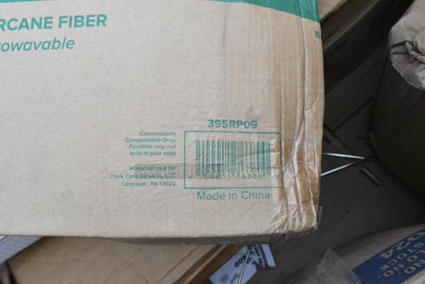 9 BRAND NEW! Boxes Including C55UT1 Dart Clear Hinged Plastic Large Container, 395RP09 EcoChoice No PFAS Added Bamboo / Bagasse Blend 9" Plate - 500/Case, TD24 Solo Ultra Clear™ TD24 24 oz. Customizable Clear PET Plastic Cold Cup - 600/Case, 130TRAY16 Visions Black PET Plastic 16" Thermoform Catering / Deli Tray - 25/Case, SLKC12/24 Fabri-Kal Strawless Lid. 9 Times Your Bid! - Image 5 of 9