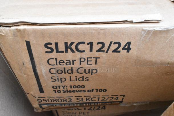 9 BRAND NEW! Boxes Including C55UT1 Dart Clear Hinged Plastic Large Container, 395RP09 EcoChoice No PFAS Added Bamboo / Bagasse Blend 9" Plate - 500/Case, TD24 Solo Ultra Clear™ TD24 24 oz. Customizable Clear PET Plastic Cold Cup - 600/Case, 130TRAY16 Visions Black PET Plastic 16" Thermoform Catering / Deli Tray - 25/Case, SLKC12/24 Fabri-Kal Strawless Lid. 9 Times Your Bid! - Image 9 of 9
