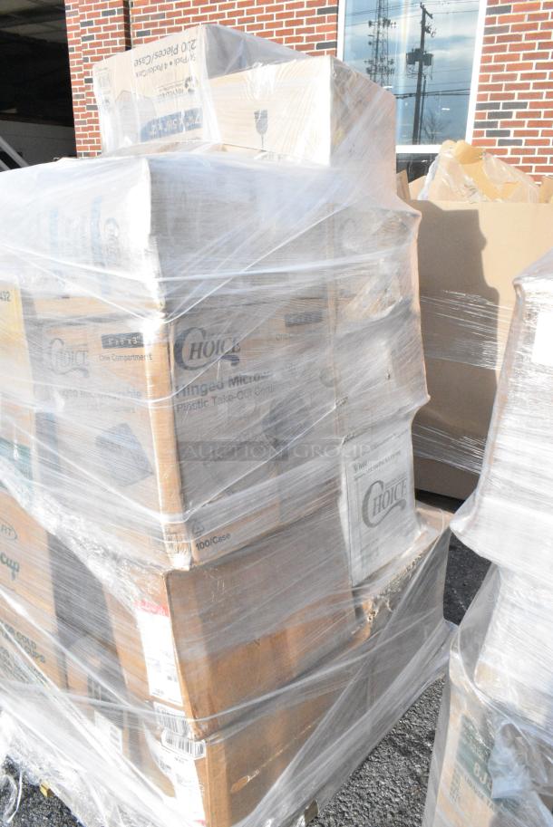 18 BRAND NEW! Boxes Including Choice Containers, 966TALLFLDB Choice White Tall-Fold 6" x 13" Dispenser Napkin - 8000/Case, 500TO993 Choice 9"x9"x3" Microwavable 3-Compartment Black / Clear Plastic Hinged Container, 795PTOKFT2 Choice Kraft Microwavable Folded Paper #2 Take-Out Container 7 3/4" x 5 1/2" x 1 7/8" - 200/Case. 18 Times Your Bid! - Image 8 of 15