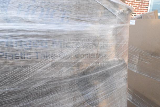 18 BRAND NEW! Boxes Including Choice Containers, 966TALLFLDB Choice White Tall-Fold 6" x 13" Dispenser Napkin - 8000/Case, 500TO993 Choice 9"x9"x3" Microwavable 3-Compartment Black / Clear Plastic Hinged Container, 795PTOKFT2 Choice Kraft Microwavable Folded Paper #2 Take-Out Container 7 3/4" x 5 1/2" x 1 7/8" - 200/Case. 18 Times Your Bid! - Image 9 of 15