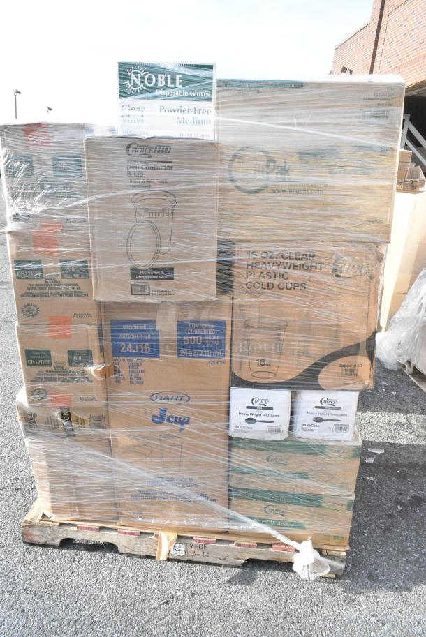 30 BRAND NEW! Boxes Including 3 Box CH12DEF Dart ClearPac SafeSeal 12 oz. Tamper-Resistant, Tamper-Evident Hinged Container with Flat Lid - 200/Case, 2 Box 128HD12COMBO Choice Heavy Duty 12 oz. Microwavable Translucent Plastic Deli Container and Lid Combo Pack - 240/Case, 5002TP3X448P Lavex Premium 3 1/2" x 4 1/2" Individually Wrapped 2-Ply Standard 500 Sheet Toilet Paper Roll - 48/Case, 130BKSPOONH Choice Black Heavy Weight Polystyrene Plastic Teaspoon - 1000/Case, 2 Box 130BKSPOONH Choice Black Heavy Weight Polystyrene Plastic Teaspoon - 1000/Case, 500CC16HD 16 oz. Plastic Cold Cup - 1000/Case. 30 Times Your Bid! - Image 14 of 18