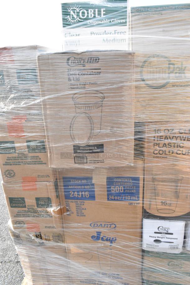 30 BRAND NEW! Boxes Including 3 Box CH12DEF Dart ClearPac SafeSeal 12 oz. Tamper-Resistant, Tamper-Evident Hinged Container with Flat Lid - 200/Case, 2 Box 128HD12COMBO Choice Heavy Duty 12 oz. Microwavable Translucent Plastic Deli Container and Lid Combo Pack - 240/Case, 5002TP3X448P Lavex Premium 3 1/2" x 4 1/2" Individually Wrapped 2-Ply Standard 500 Sheet Toilet Paper Roll - 48/Case, 130BKSPOONH Choice Black Heavy Weight Polystyrene Plastic Teaspoon - 1000/Case, 2 Box 130BKSPOONH Choice Black Heavy Weight Polystyrene Plastic Teaspoon - 1000/Case, 500CC16HD 16 oz. Plastic Cold Cup - 1000/Case. 30 Times Your Bid! - Image 18 of 18