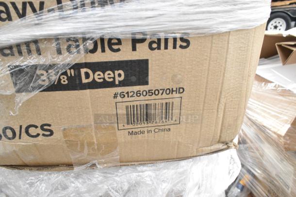30 BRAND NEW! Boxes Including 500LFLAT Choice Clear Flat Lid with Straw Slot - 9, 12, 16, 20, and 24 oz. - 1000/Case, 395RP09 EcoChoice No PFAS Added Bamboo / Bagasse Blend 9" Plate - 500/Case, 128HDLDBULK Choice Heavy Duty Microwavable Translucent Plastic Deli Container Lid - 480/Case, 129MCR24B Choice 24 oz. Black Round Microwavable Heavy Weight Container with Lid 7 1/4" - 150/Case, 5005DNAPFLTE Choice 14" x 14" White Linen-Feel Flat-Packed Dinner Napkin - 1000/Case, 4 Box 130WSPOON Choice Medium Weight White Plastic Teaspoon - 1000/Case, 760SOUP8KFT EcoChoice 8 oz. Kraft Paper Food Cup with Vented Lid - 250/Case, 394365M Noble Products Powder-Free Disposable Clear Vinyl Gloves for Foodservice - Medium - 1000/Case, 394365L Noble Products Powder-Free Disposable Clear Vinyl Gloves for Foodservice - Large - 1000/Case, 5002TPJPREM Lavex Premium 2-Ply 720' Universal Jumbo Toilet Paper Roll with 9" Diameter - 12/Case, 760PCC16 Choice 16 oz. Poly Paper Cold Cup - 1000/Case, 5008DWPLAKR EcoChoice 8 oz. Squat Smooth Double Wall Kraft Compostable Paper Hot Cup - 500/Case, 612605070HD Choice Full Size Heavy-Duty Foil Steam Table Pan Deep 3 3/8" Depth - 50/Case, 129MCR24B Choice 24 oz. Black Round Microwavable Heavy Weight Container with Lid 7 1/4" - 150/Case. 30 Times Your Bid! - Image 16 of 19