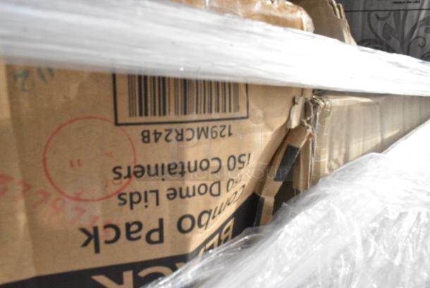 30 BRAND NEW! Boxes Including 500LFLAT Choice Clear Flat Lid with Straw Slot - 9, 12, 16, 20, and 24 oz. - 1000/Case, 395RP09 EcoChoice No PFAS Added Bamboo / Bagasse Blend 9" Plate - 500/Case, 128HDLDBULK Choice Heavy Duty Microwavable Translucent Plastic Deli Container Lid - 480/Case, 129MCR24B Choice 24 oz. Black Round Microwavable Heavy Weight Container with Lid 7 1/4" - 150/Case, 5005DNAPFLTE Choice 14" x 14" White Linen-Feel Flat-Packed Dinner Napkin - 1000/Case, 4 Box 130WSPOON Choice Medium Weight White Plastic Teaspoon - 1000/Case, 760SOUP8KFT EcoChoice 8 oz. Kraft Paper Food Cup with Vented Lid - 250/Case, 394365M Noble Products Powder-Free Disposable Clear Vinyl Gloves for Foodservice - Medium - 1000/Case, 394365L Noble Products Powder-Free Disposable Clear Vinyl Gloves for Foodservice - Large - 1000/Case, 5002TPJPREM Lavex Premium 2-Ply 720' Universal Jumbo Toilet Paper Roll with 9" Diameter - 12/Case, 760PCC16 Choice 16 oz. Poly Paper Cold Cup - 1000/Case, 5008DWPLAKR EcoChoice 8 oz. Squat Smooth Double Wall Kraft Compostable Paper Hot Cup - 500/Case, 612605070HD Choice Full Size Heavy-Duty Foil Steam Table Pan Deep 3 3/8" Depth - 50/Case, 129MCR24B Choice 24 oz. Black Round Microwavable Heavy Weight Container with Lid 7 1/4" - 150/Case. 30 Times Your Bid! - Image 18 of 19