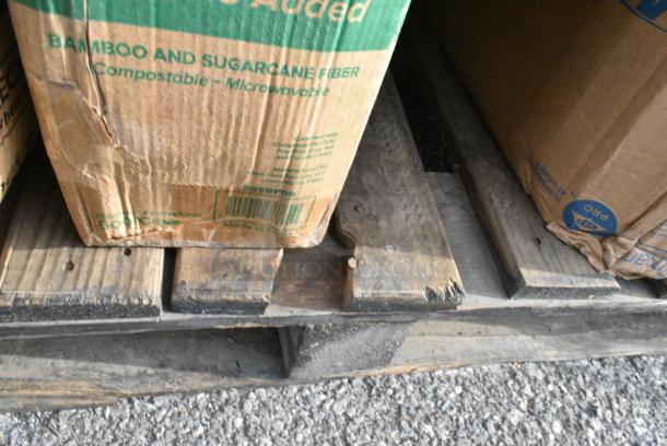 30 BRAND NEW! Boxes Including 500LFLAT Choice Clear Flat Lid with Straw Slot - 9, 12, 16, 20, and 24 oz. - 1000/Case, 395RP09 EcoChoice No PFAS Added Bamboo / Bagasse Blend 9" Plate - 500/Case, 128HDLDBULK Choice Heavy Duty Microwavable Translucent Plastic Deli Container Lid - 480/Case, 129MCR24B Choice 24 oz. Black Round Microwavable Heavy Weight Container with Lid 7 1/4" - 150/Case, 5005DNAPFLTE Choice 14" x 14" White Linen-Feel Flat-Packed Dinner Napkin - 1000/Case, 4 Box 130WSPOON Choice Medium Weight White Plastic Teaspoon - 1000/Case, 760SOUP8KFT EcoChoice 8 oz. Kraft Paper Food Cup with Vented Lid - 250/Case, 394365M Noble Products Powder-Free Disposable Clear Vinyl Gloves for Foodservice - Medium - 1000/Case, 394365L Noble Products Powder-Free Disposable Clear Vinyl Gloves for Foodservice - Large - 1000/Case, 5002TPJPREM Lavex Premium 2-Ply 720' Universal Jumbo Toilet Paper Roll with 9" Diameter - 12/Case, 760PCC16 Choice 16 oz. Poly Paper Cold Cup - 1000/Case, 5008DWPLAKR EcoChoice 8 oz. Squat Smooth Double Wall Kraft Compostable Paper Hot Cup - 500/Case, 612605070HD Choice Full Size Heavy-Duty Foil Steam Table Pan Deep 3 3/8" Depth - 50/Case, 129MCR24B Choice 24 oz. Black Round Microwavable Heavy Weight Container with Lid 7 1/4" - 150/Case. 30 Times Your Bid! - Image 19 of 19