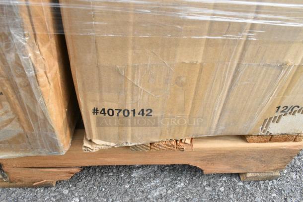 20 BRAND NEW! Boxes Including 3 Box BMT-1220-X Black Mesh Tarp, 5 Box 347SP8WH Visions Florence 8" Square White Plastic Plate - 120/Case, 55027382492 Stolzle 2730008T/2492 Glisten 8 oz. Matte Black/Gold Coupe Glass - 6/Case, 176SB32BLW Choice 32 oz. Blue Wide Mouth Squeeze Bottle - 6/Pack. 20 Times Your Bid! - Image 6 of 11