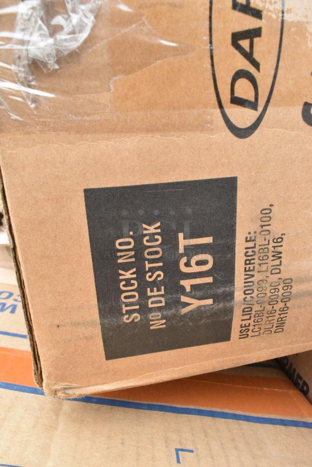 15 BRAND NEW! Boxes Including Y16T 16OZ DART GALAXY PLASTIC CUPS, CTR24BF Dart Tamper Evident Bowl With Lid, Dart 85HT3R 8" x 8" x 3" White Foam Three-Compartment Square Take Out Container with Perforated Hinged Lid - 200/Case, 2 Box PP Plate Covers. 15 Times Your Bid! - Image 3 of 12