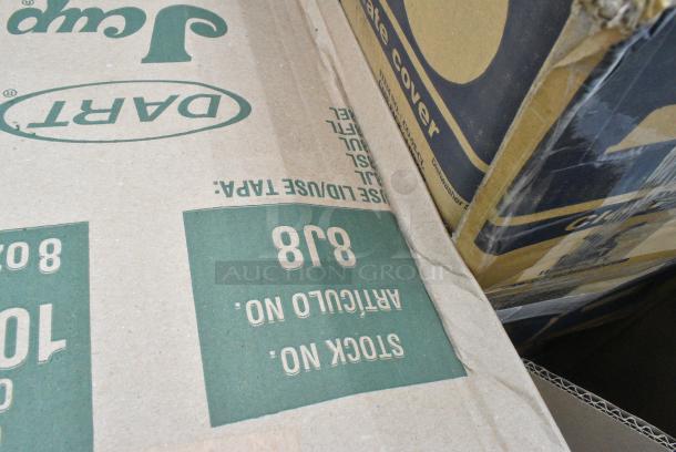 15 BRAND NEW! Boxes Including Y16T 16OZ DART GALAXY PLASTIC CUPS, CTR24BF Dart Tamper Evident Bowl With Lid, Dart 85HT3R 8" x 8" x 3" White Foam Three-Compartment Square Take Out Container with Perforated Hinged Lid - 200/Case, 2 Box PP Plate Covers. 15 Times Your Bid! - Image 9 of 12