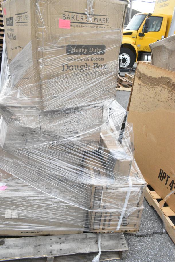 8 BRAND NEW! Boxes Including 176DB18266 Baker's Lane 18" x 26" x 6" White Heavy-Duty Polypropylene Dough Proofing Box, 553FLCADDY4 Acopa Four Glass Black Metal Flight Carrier - 12/Case, 3 Box Libman Lobby Broom and Dust Pan. 8 Times Your Bid! - Image 8 of 10