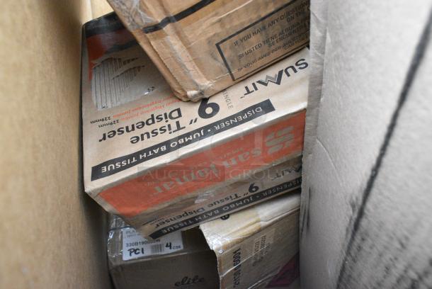 15 BRAND NEW! Boxes Including Y16T Dart Galaxy Tall Plastic Cold Cup, 330B190053W Elite Global Solutions B190053-W Monet 5 1/4" White Raised Rim Melamine Plate - 6/Case, 61252L Choice 7" Round Foil-Laminated Board Lid - 500/Case, 2 Box 500CC12 Choice Clear PET Customizable Plastic Cold Cup - 12 oz. - 1000/Case. 15 Times Your Bid! - Image 5 of 13