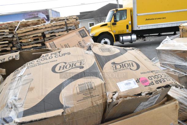 15 BRAND NEW! Boxes Including Y16T Dart Galaxy Tall Plastic Cold Cup, 330B190053W Elite Global Solutions B190053-W Monet 5 1/4" White Raised Rim Melamine Plate - 6/Case, 61252L Choice 7" Round Foil-Laminated Board Lid - 500/Case, 2 Box 500CC12 Choice Clear PET Customizable Plastic Cold Cup - 12 oz. - 1000/Case. 15 Times Your Bid! - Image 11 of 13