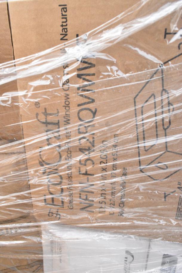 25 BRAND NEW! Boxes Including 127RD16BULK Choice 16 oz. Customizable Microwavable Translucent Round Deli Container - 500/Case, 2 Box 433CARTRAY2L 2 CUP CARRIER WITH TRAY 100/CS, 795PTOWHT1 White Microwavable Folded Paper #1 Take-Out Container, 347RPBD6WHSV PLATE 6" WH/SLV BAND 150 SILVER VISIONS, 129MCR24B Choice 24 oz. Black Round Microwavable Heavy Weight Container with Lid 7 1/4" - 150/Case, 346BKFSNSPM Choice Medium Weight Black Wrapped Polypropylene Plastic Cutlery Set with Napkin and Salt and Pepper Packets - 250/Case, 395TO993 EcoChoice 9" x 9" x 3" Compostable Sugarcane / Bagasse 3 Compartment Takeout Container - 200/Case, 347RPBD6WHSV Visions 6" White Plastic Plate with Silver Bands - 150/Case. 25 Times Your Bid! - Image 13 of 19