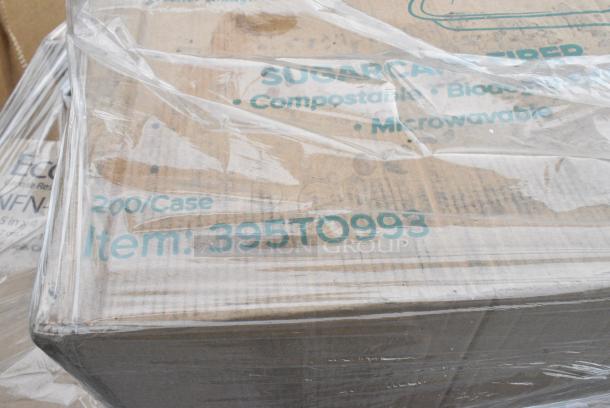 25 BRAND NEW! Boxes Including 127RD16BULK Choice 16 oz. Customizable Microwavable Translucent Round Deli Container - 500/Case, 2 Box 433CARTRAY2L 2 CUP CARRIER WITH TRAY 100/CS, 795PTOWHT1 White Microwavable Folded Paper #1 Take-Out Container, 347RPBD6WHSV PLATE 6" WH/SLV BAND 150 SILVER VISIONS, 129MCR24B Choice 24 oz. Black Round Microwavable Heavy Weight Container with Lid 7 1/4" - 150/Case, 346BKFSNSPM Choice Medium Weight Black Wrapped Polypropylene Plastic Cutlery Set with Napkin and Salt and Pepper Packets - 250/Case, 395TO993 EcoChoice 9" x 9" x 3" Compostable Sugarcane / Bagasse 3 Compartment Takeout Container - 200/Case, 347RPBD6WHSV Visions 6" White Plastic Plate with Silver Bands - 150/Case. 25 Times Your Bid! - Image 17 of 19