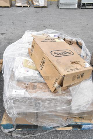 12 BRAND NEW! Boxes Including 346WKFSNSPM Choice White Medium Weight Wrapped Polypropylene Plastic Cutlery Pack with Napkin and Salt / Pepper Packets - 250/Case, 182RRF24 Plastic 18" x 24" Food Bag On A Roll - 250/Box, 500CC12 Choice Clear PET Customizable Plastic Cold Cup - 12 oz. - 1000/Case. 12 Times Your Bid!