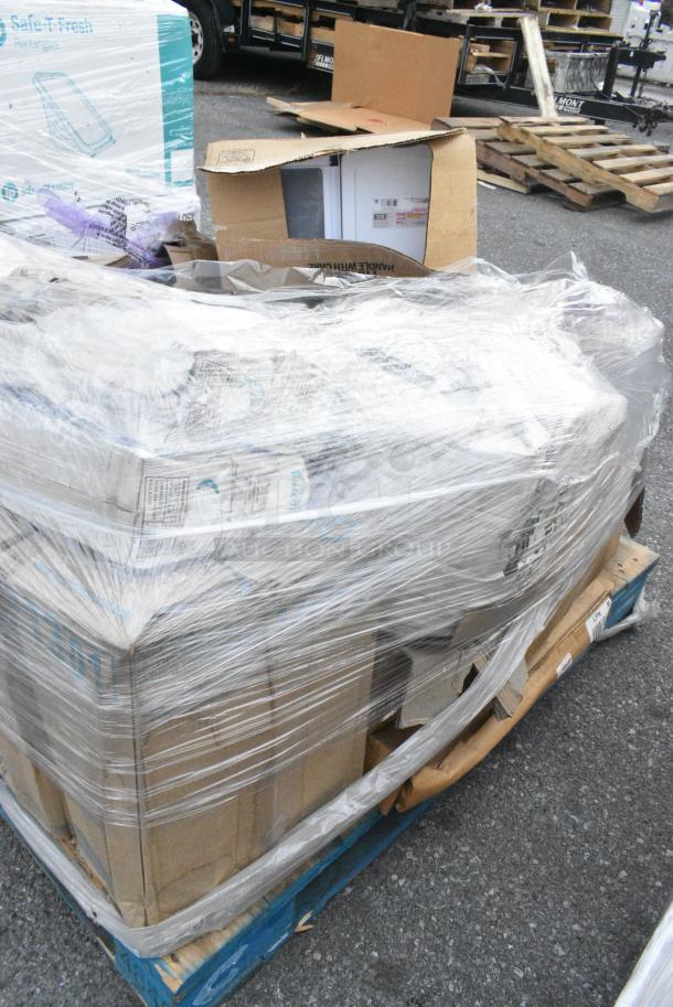 12 BRAND NEW! Boxes Including 346WKFSNSPM Choice White Medium Weight Wrapped Polypropylene Plastic Cutlery Pack with Napkin and Salt / Pepper Packets - 250/Case, 182RRF24 Plastic 18" x 24" Food Bag On A Roll - 250/Box, 500CC12 Choice Clear PET Customizable Plastic Cold Cup - 12 oz. - 1000/Case. 12 Times Your Bid! - Image 9 of 10