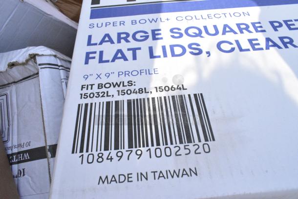 20 BRAND NEW! Boxes Including 2 Box Fineline 15346L-FL Super Bowl Plus Clear Flat PET Plastic Lid for 32 Wide, 48 Wide, and 64 oz. Square Bowls - 150/Case, 795PLAKFT2 EcoChoice Kraft PLA Lined Compostable #2 Take-Out Container 7 3/4" x 5 1/2" x 1 7/8" - 200/Case, 50010C Choice 10 oz. Coffee Print Poly Paper Hot Cup - 1000/Case, 460EG2472 Regency 24" x 72" NSF Green Epoxy Wire Shelf. 20 Times Your Bid! - Image 4 of 12