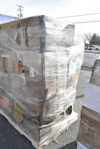 30 BRAND NEW! Boxes Including 130BKFORKH Choice Black Heavy Weight Polystyrene Plastic Fork - 1000/Case, 760V32KR Carnival King Kraft 32 oz. Popcorn Cup - 500/Case, 395RP09 EcoChoice No PFAS Added Bamboo / Bagasse Blend 9" Plate - 500/Case, 395TO881PF EcoChoice 8" x 8" x 3" No PFAS Added Natural Bagasse Blend Take-Out Container - 200/Case, 2 Box 433NHT101 TSHIRT BAGS, 128HD8COMBO Choice Heavy Duty 8 oz. Microwavable Translucent Plastic Deli Container and Lid Combo Pack - 240/Case, 500CC12 Choice Clear PET Customizable Plastic Cold Cup - 12 oz. - 1000/Case. 30 Times Your Bid!
