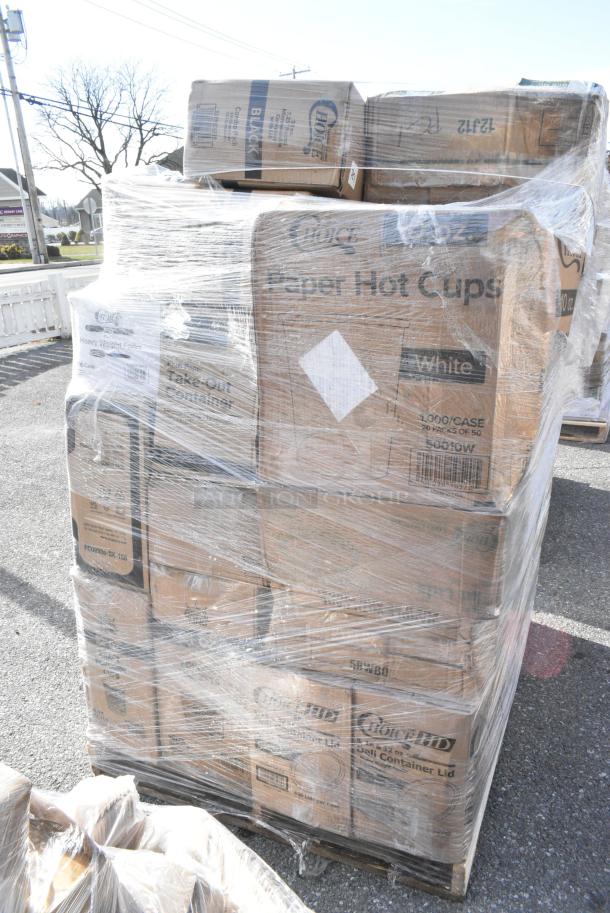 30 BRAND NEW! Boxes Including 130BKFORKH Choice Black Heavy Weight Polystyrene Plastic Fork - 1000/Case, 760V32KR Carnival King Kraft 32 oz. Popcorn Cup - 500/Case, 395RP09 EcoChoice No PFAS Added Bamboo / Bagasse Blend 9" Plate - 500/Case, 395TO881PF EcoChoice 8" x 8" x 3" No PFAS Added Natural Bagasse Blend Take-Out Container - 200/Case, 2 Box 433NHT101 TSHIRT BAGS, 128HD8COMBO Choice Heavy Duty 8 oz. Microwavable Translucent Plastic Deli Container and Lid Combo Pack - 240/Case, 500CC12 Choice Clear PET Customizable Plastic Cold Cup - 12 oz. - 1000/Case. 30 Times Your Bid! - Image 3 of 16