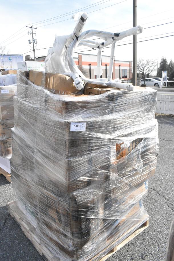 20 BRAND NEW! Boxes Including 164CCROSSFR FRAME CHAIR MTL CROSSBACK BLACK, AS OR KD, 129MCS28B Choice 28 oz. Black Rectangular Microwavable Heavy Weight Container with Lid 8 3/4" x 6 1/4" x 1 3/4" - 150/Case, Solo 412SIN-0041 Bistro Print 12 oz. Poly Paper Hot Cup - 1000/Case. 20 Times Your Bid! - Image 1 of 9