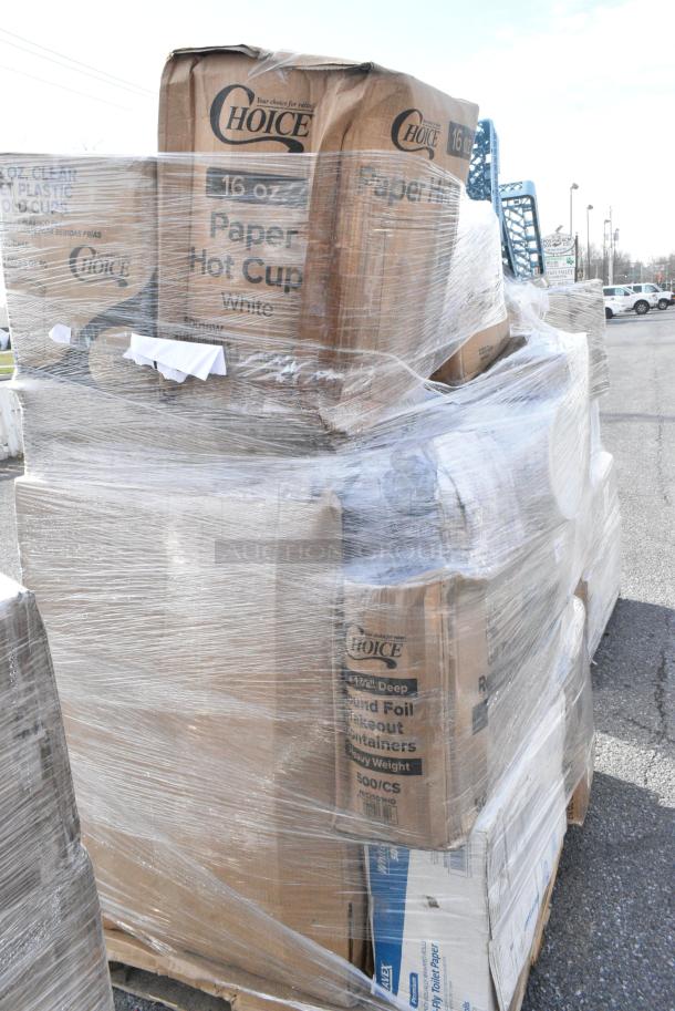 20 BRAND NEW! Boxes Including 500CC12 Choice Clear PET Customizable Plastic Cold Cup - 12 oz. - 1000/Case, 612509HD Choice 9" Round Heavy Weight Foil Take-Out Pan - 500/Case, 5002TPJ Lavex 2-Ply 720' Universal Jumbo Toilet Paper Roll with 9" Diameter - 12/Case, 612FS7800 Choice Full Size Foil Steam Table Pan Medium 2 3/16" Depth - 50/Case, 500MFTN Lavex Natural Brown Kraft M-Fold (Multifold) Towel - 4000/Case, 128HD12COMBO Choice Heavy Duty 12 oz. Microwavable Translucent Plastic Deli Container and Lid Combo Pack - 240/Case, 4 Box 129MCS38B Choice 38 oz. Black Rectangular Microwavable Heavy Weight Container with Lid 8 3/4" x 6 1/4" x 2" - 150/Case. 20 Times Your Bid! - Image 3 of 17