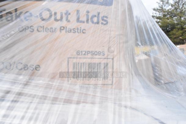 24 BRAND NEW! Boxes Including 2 Box 966TALLFLDB Choice White Tall-Fold 6" x 13" Dispenser Napkin - 8000/Case, 795PTOKFT3 Choice Kraft Microwavable Folded Paper #3 Take-Out Container 7 3/4" x 5 1/2" x 2 1/2" - 200/Case, 612P509S Choice 9" Clear Round Plastic Dome Lid - 500/Case, 130WBKFORKH Choice Black Heavy Weight Wrapped Polystyrene Plastic Fork - 1000/Case, 395TO993 EcoChoice 9" x 9" x 3" Compostable Sugarcane / Bagasse 3 Compartment Takeout Container - 200/Case, 612P509S Choice 9" Clear Round Plastic Dome Lid - 500/Case. 24 Times Your Bid! - Image 6 of 18