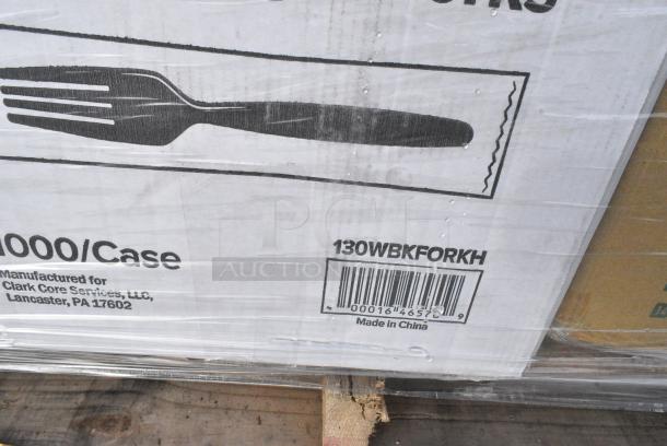 24 BRAND NEW! Boxes Including 2 Box 966TALLFLDB Choice White Tall-Fold 6" x 13" Dispenser Napkin - 8000/Case, 795PTOKFT3 Choice Kraft Microwavable Folded Paper #3 Take-Out Container 7 3/4" x 5 1/2" x 2 1/2" - 200/Case, 612P509S Choice 9" Clear Round Plastic Dome Lid - 500/Case, 130WBKFORKH Choice Black Heavy Weight Wrapped Polystyrene Plastic Fork - 1000/Case, 395TO993 EcoChoice 9" x 9" x 3" Compostable Sugarcane / Bagasse 3 Compartment Takeout Container - 200/Case, 612P509S Choice 9" Clear Round Plastic Dome Lid - 500/Case. 24 Times Your Bid! - Image 12 of 18