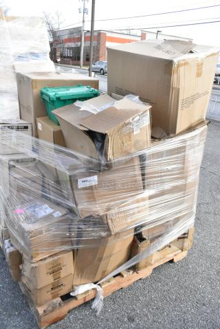 20 BRAND NEW! Boxes Including 3 Box B-4500-DG GET Enterprises B-4500-DG Riverstone 28 oz. Dark Gray Irregular Round Matte Melamine Serving Bowl - 12/Pack, 4 Box B-1200-DG GET Enterprises B-1200-DG Riverstone 8 oz. Dark Gray Irregular Round Matte Melamine Bowl - 24/Case, 109CARTBLGBK Choice Black Utility / Bussing Cart with Three Shelves - 42" x 20", 164CUSHVYBG2 Lancaster Table &amp; Seating Vineyard Series 2" Chardonnay Tan Chair and Bar Stool Cushion with Ties, 2 Box 453307 Carlisle 453307 Clear 13 oz. Tulip Berry Dish - 24/Case, 2 Box 164TS1000 Lancaster Table & Seating 10" Cast Iron Table Base Spider. 20 Times Your Bid!