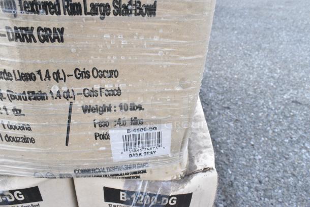 20 BRAND NEW! Boxes Including 3 Box B-4500-DG GET Enterprises B-4500-DG Riverstone 28 oz. Dark Gray Irregular Round Matte Melamine Serving Bowl - 12/Pack, 4 Box B-1200-DG GET Enterprises B-1200-DG Riverstone 8 oz. Dark Gray Irregular Round Matte Melamine Bowl - 24/Case, 109CARTBLGBK Choice Black Utility / Bussing Cart with Three Shelves - 42" x 20", 164CUSHVYBG2 Lancaster Table &amp; Seating Vineyard Series 2" Chardonnay Tan Chair and Bar Stool Cushion with Ties, 2 Box 453307 Carlisle 453307 Clear 13 oz. Tulip Berry Dish - 24/Case, 2 Box 164TS1000 Lancaster Table & Seating 10" Cast Iron Table Base Spider. 20 Times Your Bid! - Image 10 of 15