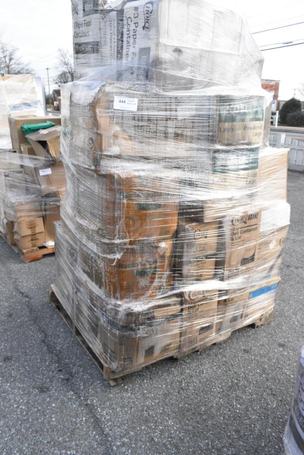 30 BRAND NEW! Boxes Including 485UPJ10WH EcoChoice 10" White Jumbo Unwrapped Paper Straw - 4800/Case, 105SP46 Choice 4" x 6" 1 Part White Scratch Pad - 100/Case, 50224338CL Lavex 15 Gallon 8 Micron 24" x 33" High Density Janitorial Can Liner / Trash Bag - 1000/Case, 186CVB812C Choice 8" x 12" Chamber Vacuum Packaging Pouches / Bags 3 Mil - 1000/Case, 500CC9 Choice 9 oz. Clear PET Customizable Plastic Squat Cold Cup - 1000/Case, 485UPJ10WH EcoChoice 10" White Jumbo Unwrapped Paper Straw - 4800/Case, 128HD12COMBO Choice Heavy Duty 12 oz. Microwavable Translucent Plastic Deli Container and Lid Combo Pack - 240/Case, 129MCS28B Choice 28 oz. Black Rectangular Microwavable Heavy Weight Container with Lid 8 3/4" x 6 1/4" x 1 3/4" - 150/Case. 30 Times Your Bid! - Image 1 of 18