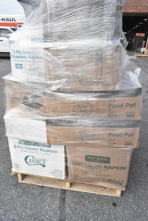 28 BRAND NEW! Boxes Including 760PIC08 Choice 8 oz. Clear Plastic Dessert Cup - 1000/Case, 5002DNAP Choice 15" x 17" Black Customizable 2-Ply Paper Dinner Napkin - 1000/Case, 2 Box 79516ESKFT Emperor's Select 16 oz. Kraft Microwavable Paper Take-Out Container - 450/Case, 5001N6001 Choice 10" x 12" White 1/4 Fold Luncheon Napkin - 6000/Case, 612W45 Choice 10 3/4" x 14" Insulated Foil Sandwich Wrap Sheets - 2000/Case, 394385L Noble Products White Powder-Free Disposable Latex Gloves for Foodservice - Large - 1000/Case, 79516ESKFT Emperor's Select 16 oz. Kraft Microwavable Paper Take-Out Container - 450/Case, 347TCL16 Choice 16 oz. Clear Disposable Plastic Tumbler - 500/Case. 28 Times Your Bid! - Image 4 of 23