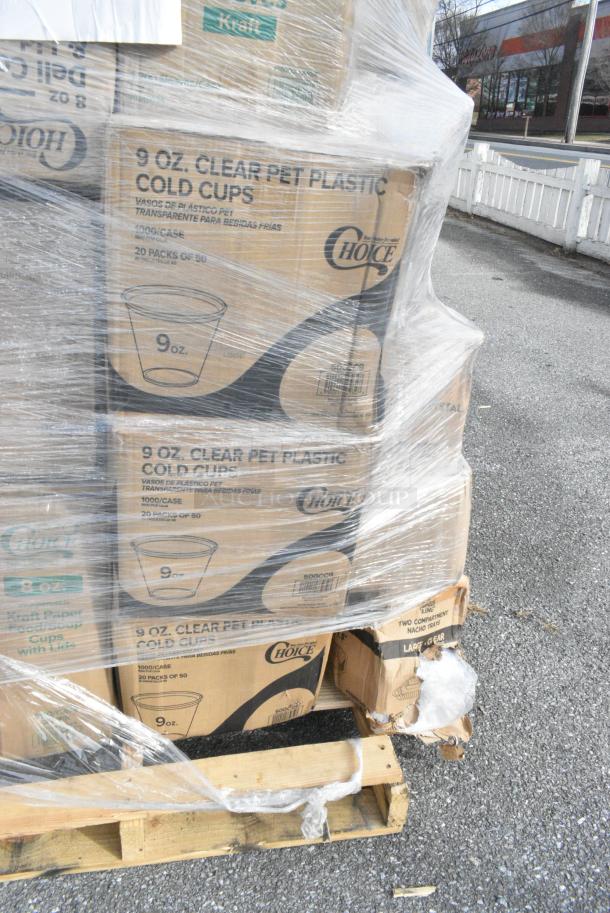 28 BRAND NEW! Boxes Including 3 Box 500CC9 Choice 9 oz. Clear PET Customizable Plastic Squat Cold Cup - 1000/Case, 500COLLARBR EcoChoice Kraft Coffee Cup Sleeve / Jacket / Clutch - 10-24 oz. - 1200/Case, 129MCR32B Choice 32 oz. Black Round Microwavable Heavy Weight Container with Lid 7 1/4" - 150/Case, 128HD8COMBO Choice Heavy Duty 8 oz. Microwavable Translucent Plastic Deli Container and Lid Combo Pack - 240/Case, 795PTOKFT1 Choice Kraft Microwavable Folded Paper #1 Take-Out Container 4 3/8" x 3 1/2" x 2 1/2" - 450/Case, 795PTOKFT3 Choice Kraft Microwavable Folded Paper #3 Take-Out Container 7 3/4" x 5 1/2" x 2 1/2" - 200/Case. 28 Times Your Bid! - Image 10 of 15