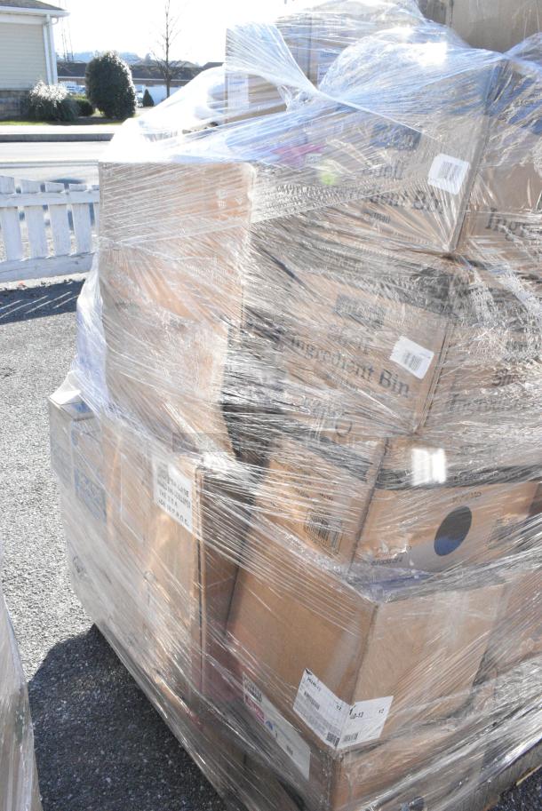 35 BRAND NEW! Boxes Including 2 Box 3941084L Lavex Powder-Free Disposable Nitrile Black 5 Mil Thick Textured Gloves - Large - 1000/Case, 109CARTLG2BK Choice Black Utility / Bussing Cart with Two Shelves - 42" x 20", 303TSC13 Acopa 11 5/8" x 8 1/2" Ivory (American White) Scalloped Edge Oval Stoneware Platter - 12/Case, 130TONG6BLK Visions 6" Black Disposable Plastic Tongs - 72/Case, 303COPMBP8 Acopa 9" Matte Black Stoneware Coupe Plate - 24/Case, 303TSC13 Acopa 11 5/8" x 8 1/2" Ivory (American White) Scalloped Edge Oval Stoneware Platter - 12/Case. 35 Times Your Bid! - Image 4 of 20