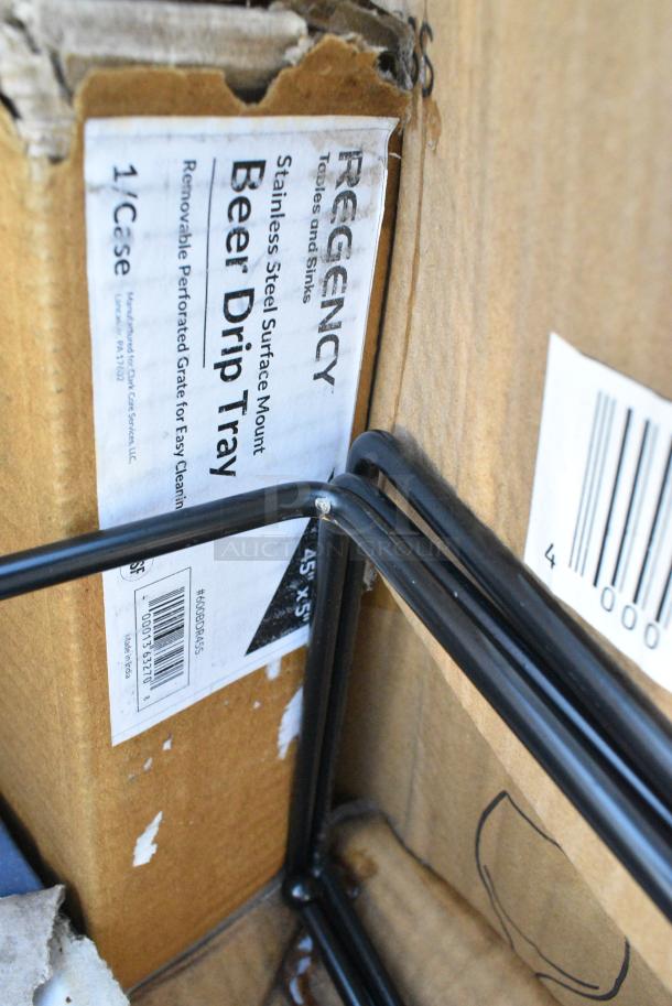 22 BRAND NEW! Boxes Including 190HFC2516S 16"(H) x 25"(W) x 2"(T) Stainless Steel Hood Filter, 176BIN21GL Baker's Lane 21 Gallon / 335 Cup White Slant Top Mobile Ingredient Storage Bin with Sliding Lid &amp; Scoop, 5532PKBK8514BK Acopa Prime 8 1/2" x 14" Black 2-View Vinyl Menu Booklet, 471SAUCHD6QT Choice 6 Qt. Aluminum Sauce Pan, 64928111W Robot Coupe 28111W 5/16" Dicing Kit, 4 Box 825ULSQRSTND Valor 11" x 7" Rectangular Pre-Seasoned Cast Iron Fajita Skillet with 14" x 10" x 4 1/2" Rustic Chestnut Finish Display Stand. 22 Times Your Bid! - Image 12 of 18