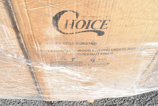 22 BRAND NEW! Boxes Including 190HFC2516S 16"(H) x 25"(W) x 2"(T) Stainless Steel Hood Filter, 176BIN21GL Baker's Lane 21 Gallon / 335 Cup White Slant Top Mobile Ingredient Storage Bin with Sliding Lid &amp; Scoop, 5532PKBK8514BK Acopa Prime 8 1/2" x 14" Black 2-View Vinyl Menu Booklet, 471SAUCHD6QT Choice 6 Qt. Aluminum Sauce Pan, 64928111W Robot Coupe 28111W 5/16" Dicing Kit, 4 Box 825ULSQRSTND Valor 11" x 7" Rectangular Pre-Seasoned Cast Iron Fajita Skillet with 14" x 10" x 4 1/2" Rustic Chestnut Finish Display Stand. 22 Times Your Bid! - Image 18 of 18