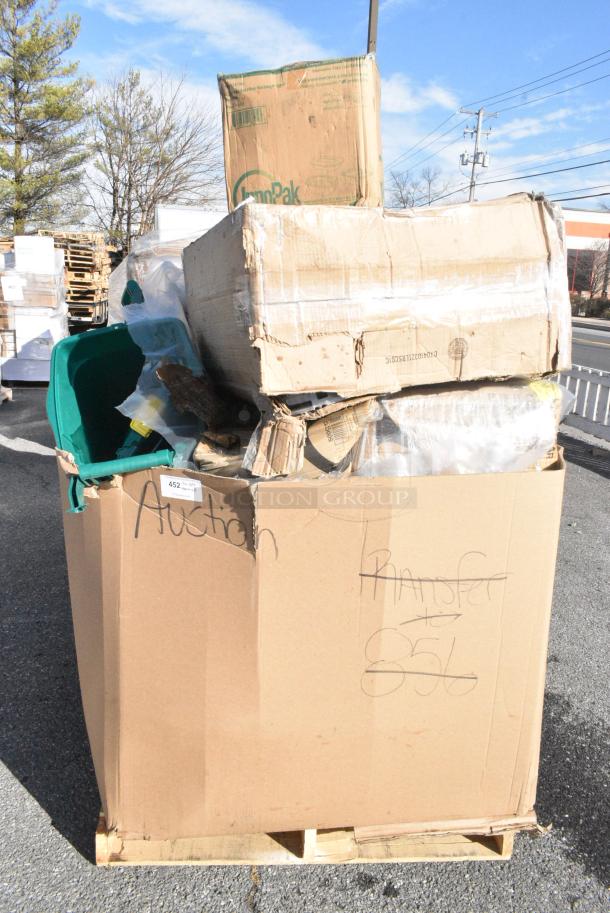 18 BRAND NEW! Boxes Including Green Poly Bins, 500CC12 Choice Clear PET Customizable Plastic Cold Cup - 12 oz. - 1000/Case, 500CC16 Choice Clear PET Customizable Plastic Cold Cup - 16 oz. - 1000/Case, 500CC20 Choice Clear PET Customizable Plastic Cold Cup - 20 oz. - 600/Case. 18 Times Your Bid! - Image 1 of 16